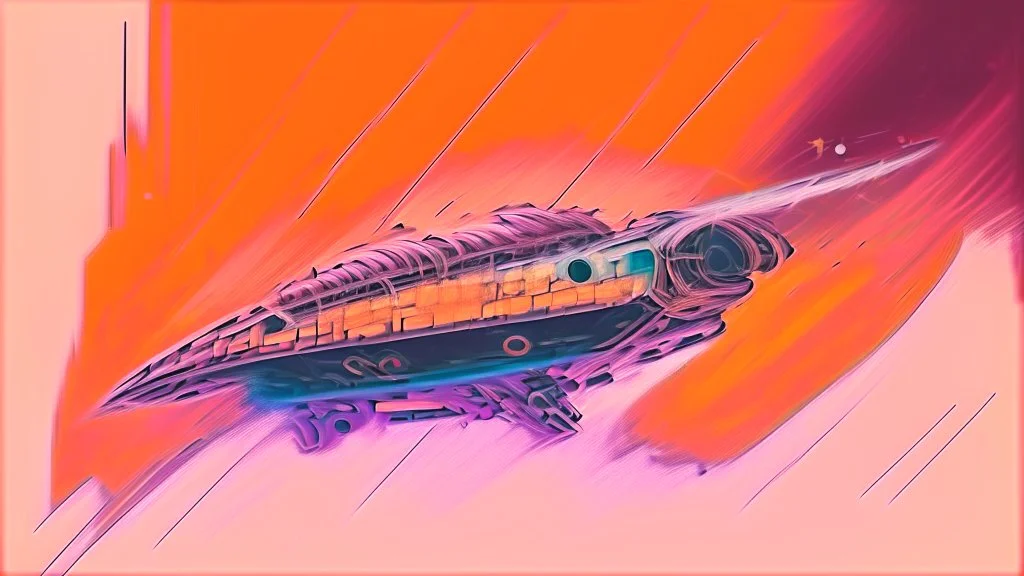 A spaceship , watercolour painting