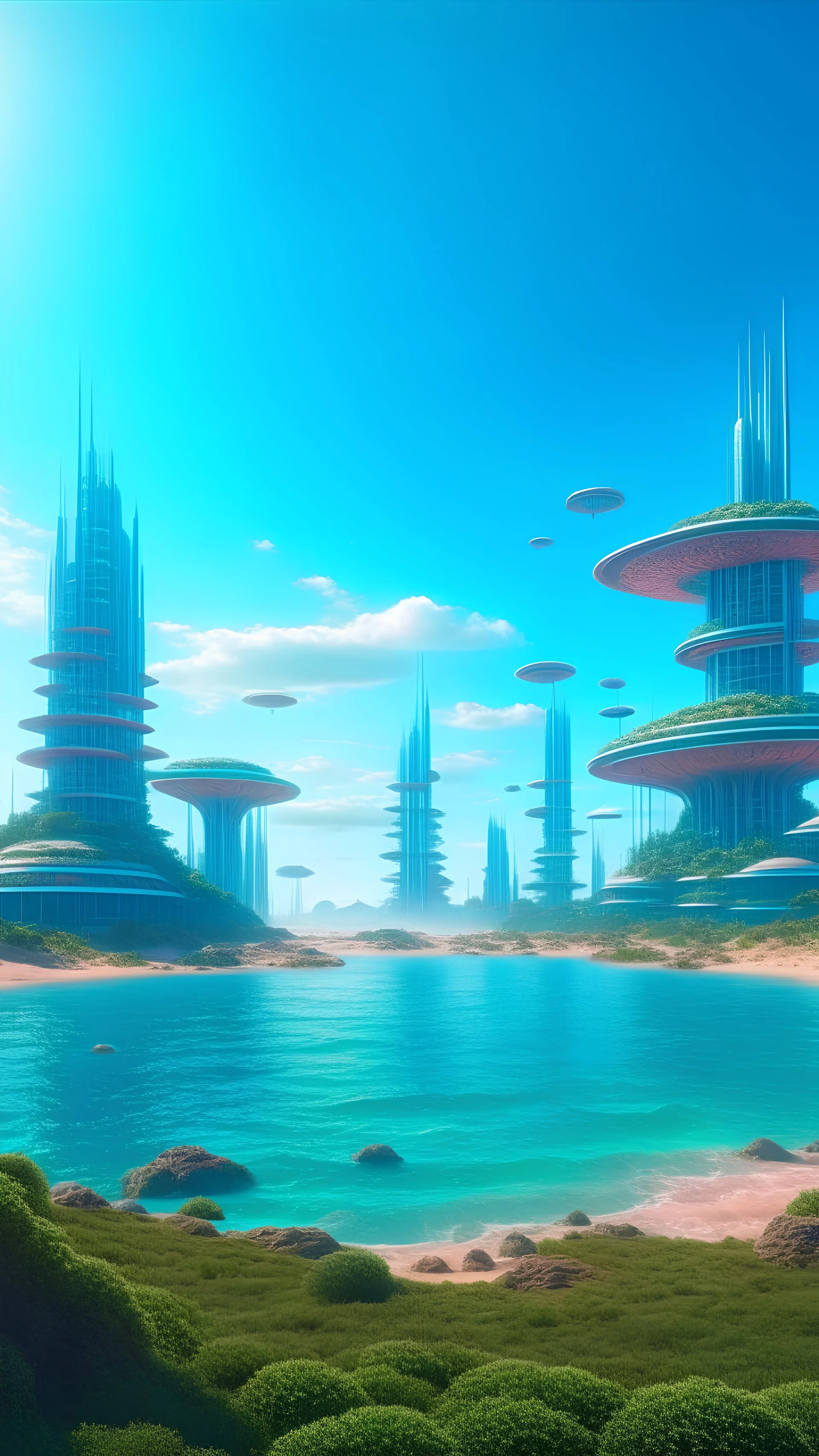 beautiful alien city near beach