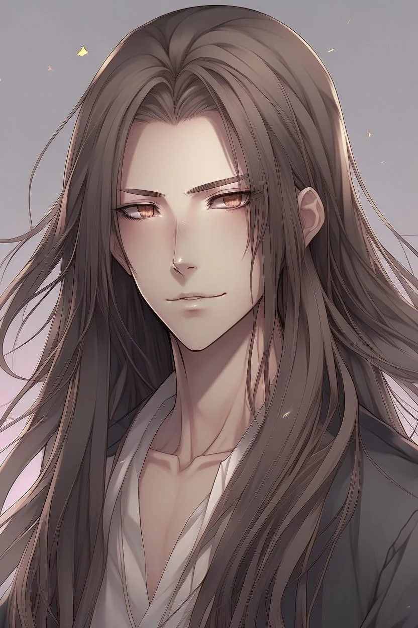 Anime man long hair realistic