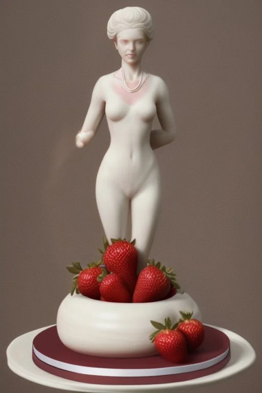porcelain statue of a woman made out of strawberry white chocolate wedding cake