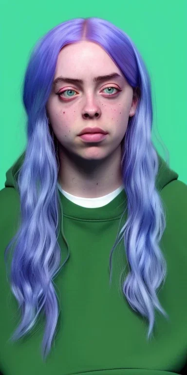 Billie Eilish, in full growth, photorealistic illustration, 4k