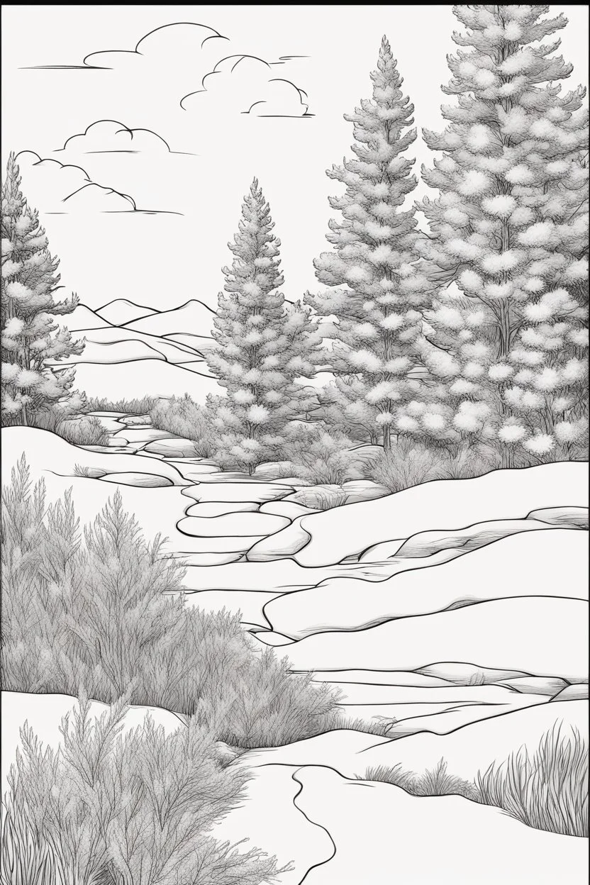 outline art ofWinter heather only black and white, no colour , White background. sketch style, clean line art, white background, no shadow and clear, no people, no colour, for book