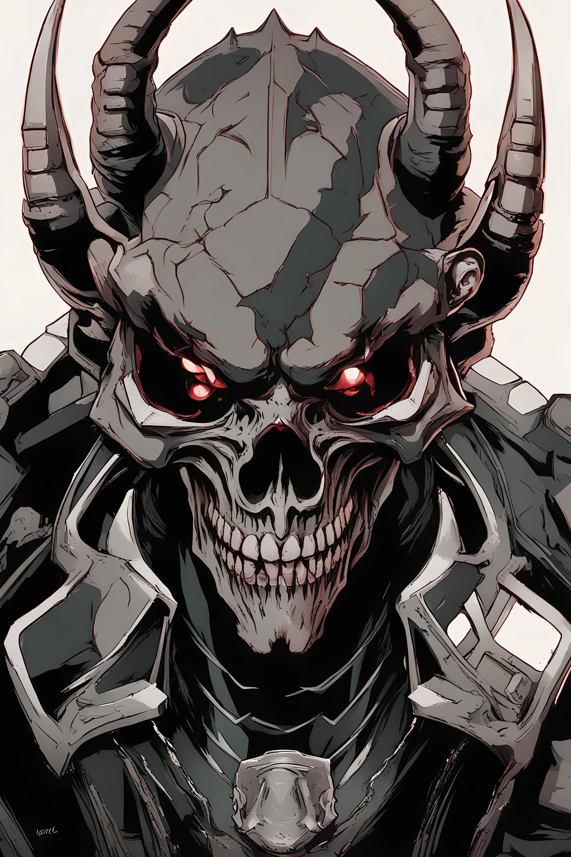 devil skull, scifi anime style