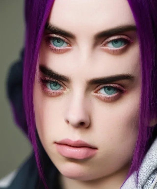 Billie Eilish, full body, on the bed, in my underwear, pale skin, high detail, realistic, 8k, not to be distinguished from a photo, identical pupils