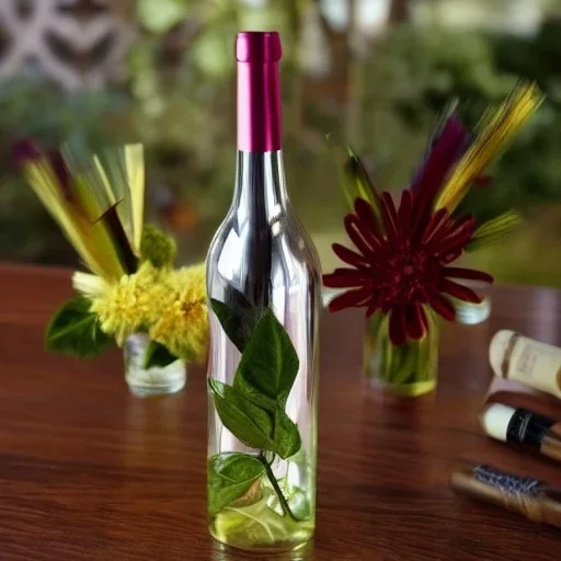 Luxurious wine with flower craft