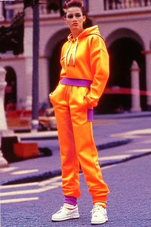 year 1990's women fashion. Straight light suit, low waist straight light suit Combat pants, t-shirt and new kind of hoodie with tippet that continues to the hood and hoodie contains integrated bags! recycled denim straight, lilac, plum, orange, terracotta, red, light yellow, lion yellow, pink, dark blue, beige. Pike fish, huge vulgarism, -print. wide belt. Partly latex or leather. Kylie Monologue, Tyre Banks. Bridget Jones, Missy Elliot,Jennifer Lopez.Karjalainen kuvio,Karjala pattern tradition