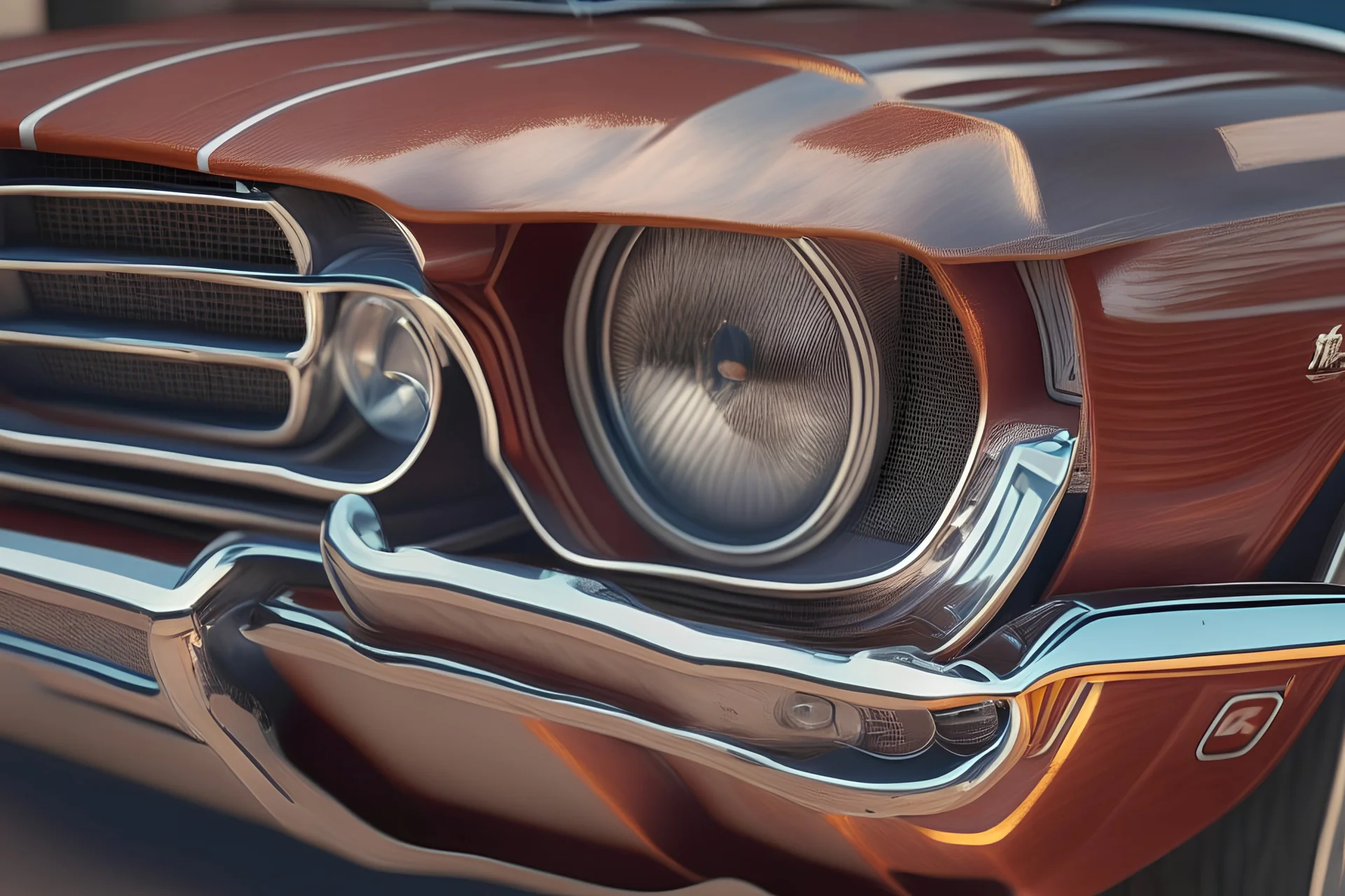 vista picada de un mustang de 1967, 8k, hiperrealista.