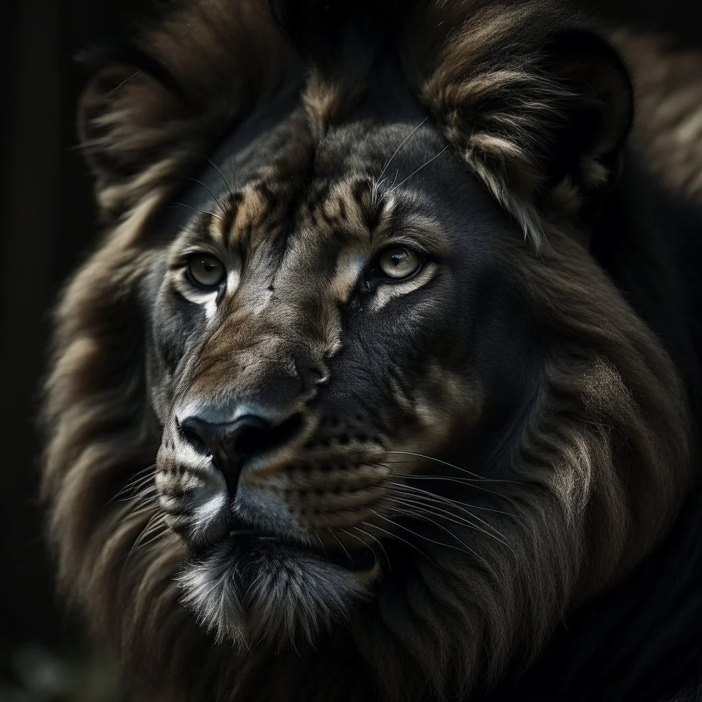 black lion portrait