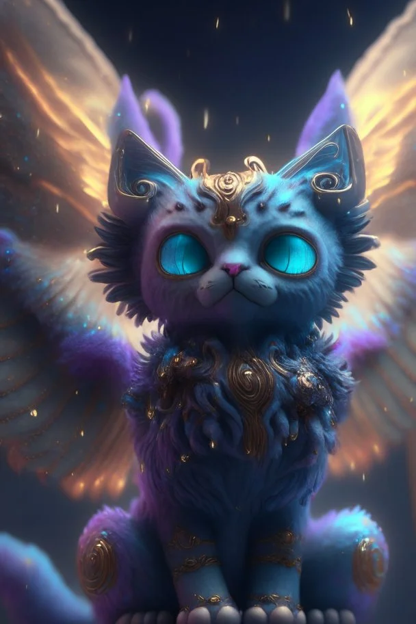 Plush Cat angel alien,FHD, detailed matte painting, deep color, fantastical, intricate detail, splash screen, complementary colors, fantasy concept art, 32k resolution trending on Artstation Unreal Engine 5