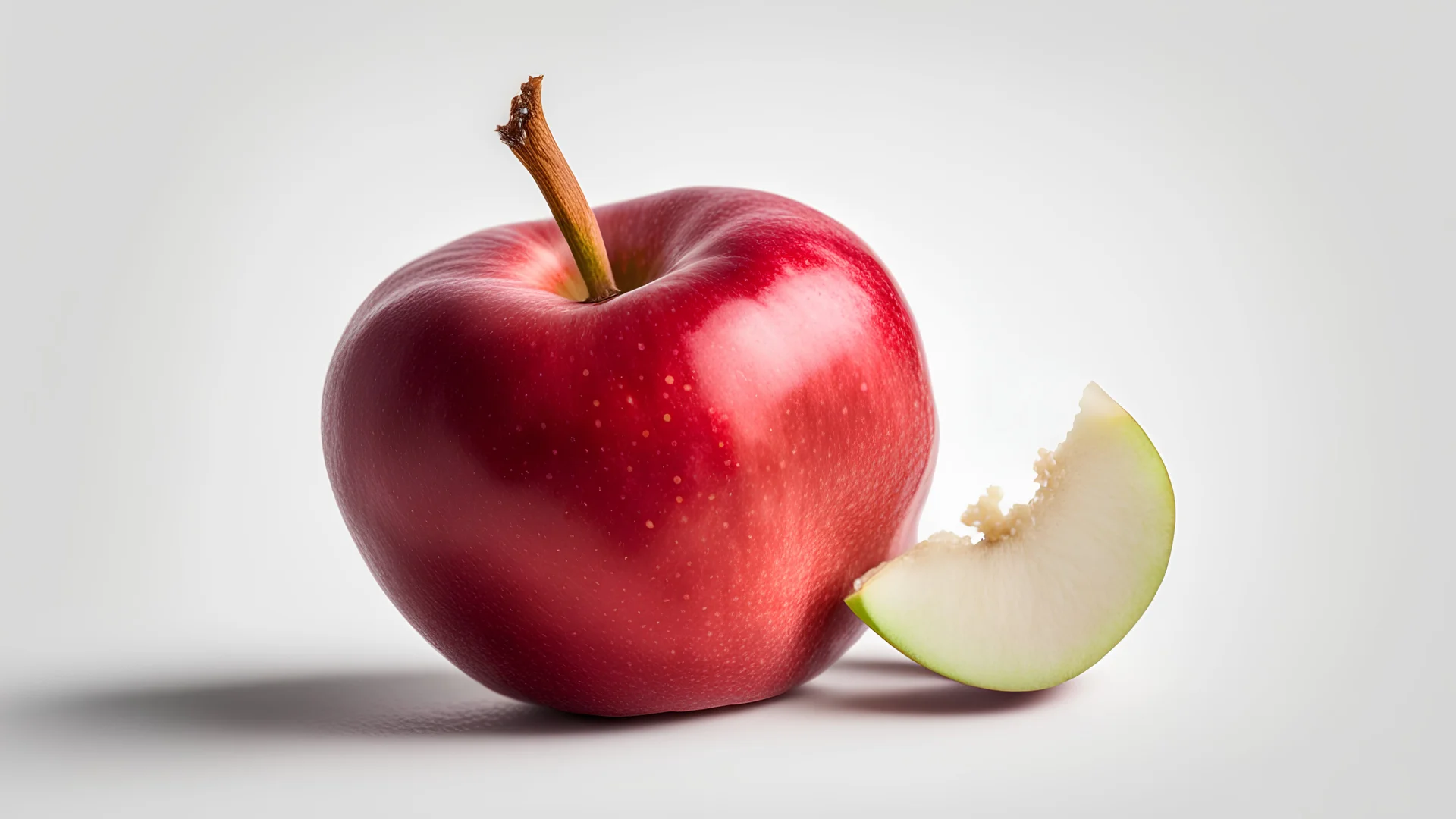 Red apple bite isolated on white background, clipping path, full depth of field