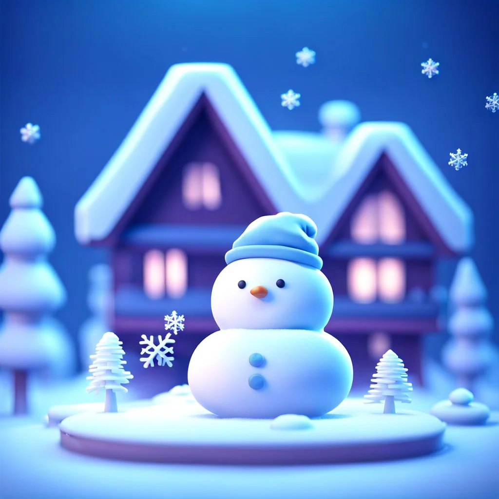 Cute seasonal depicting winter, snowflakes are instead viral particles, polygon blender art, award winning