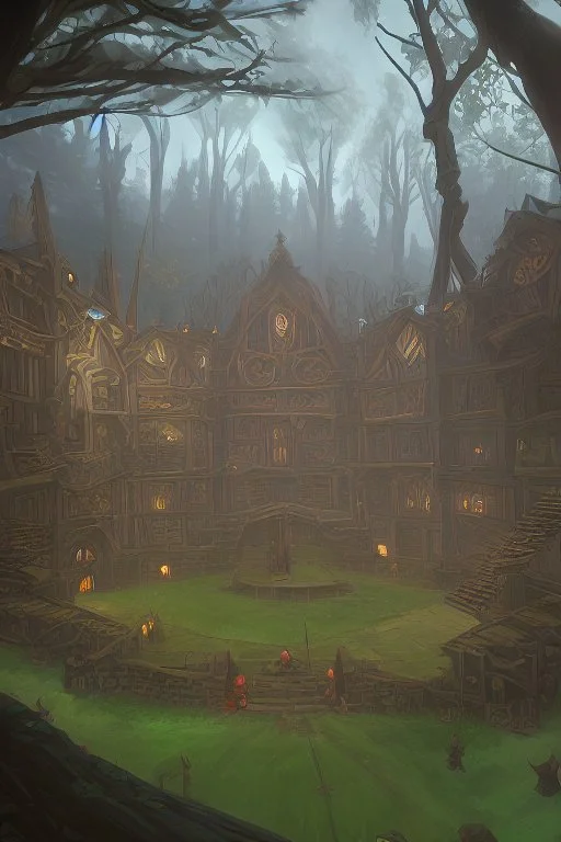 fantasy medieval tournment arena into the woods