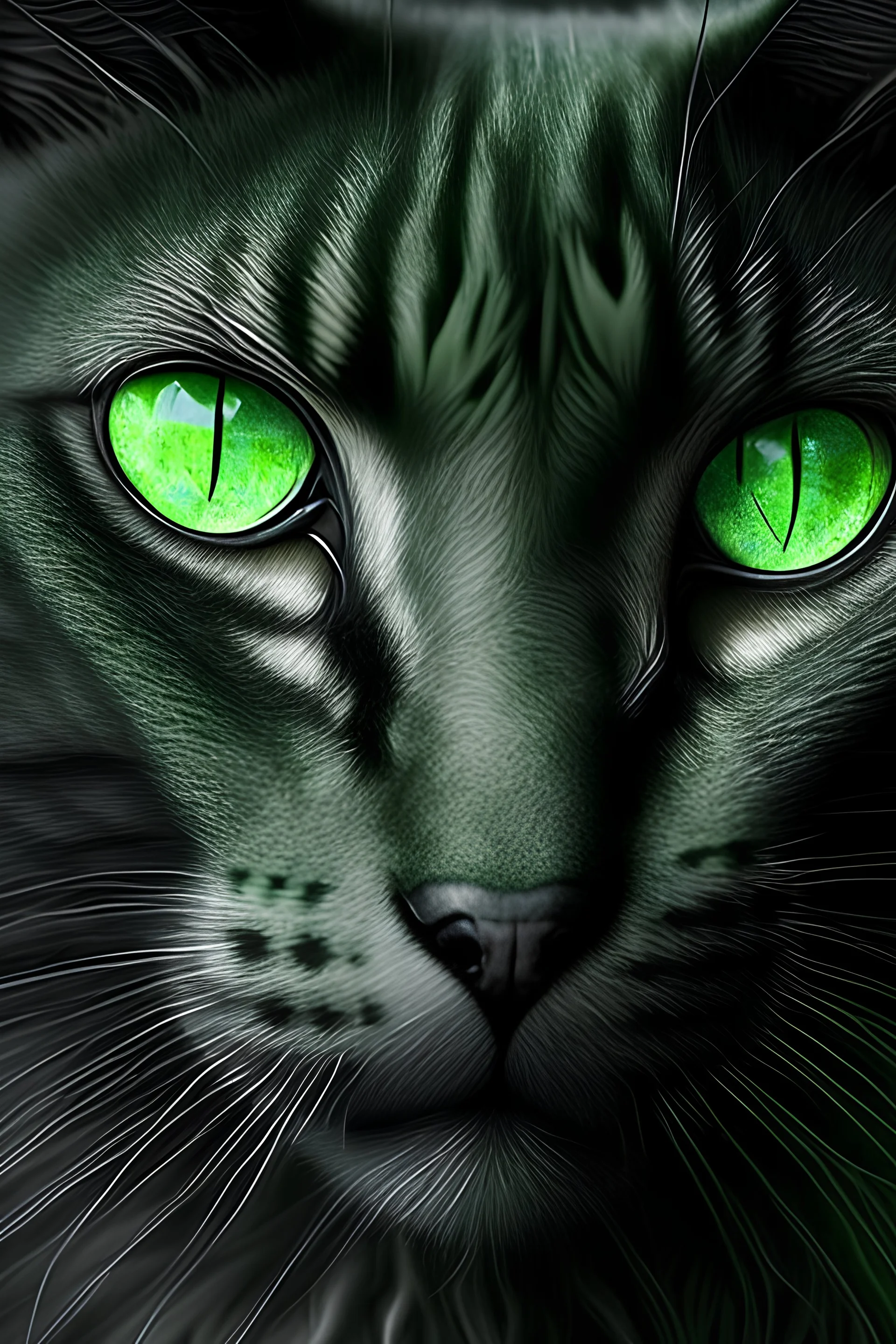 Gato gris, protector ojos verdes esmeralda fuerte rápido inteligente y morfon