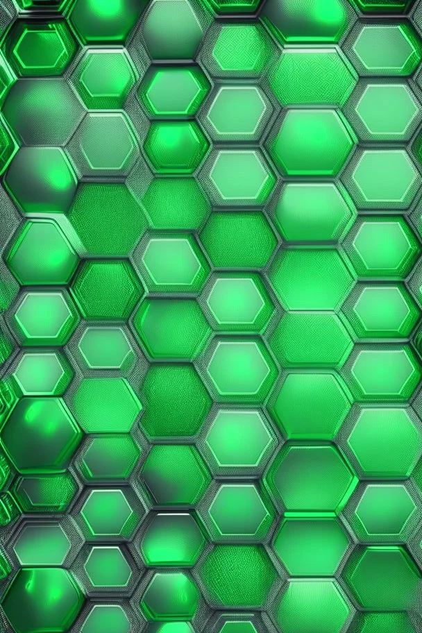 seamless green regular hexagons glittery background metallic chrome with reflections