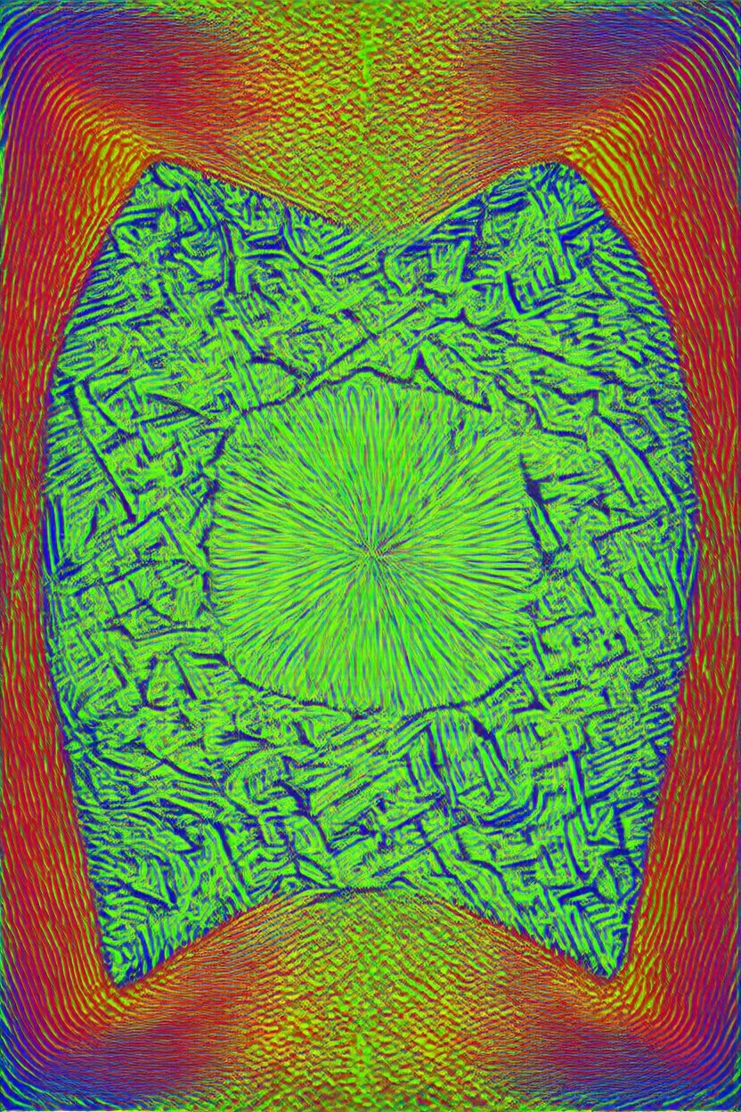 veil of amnesia; surrealistic optical art; vivid palette