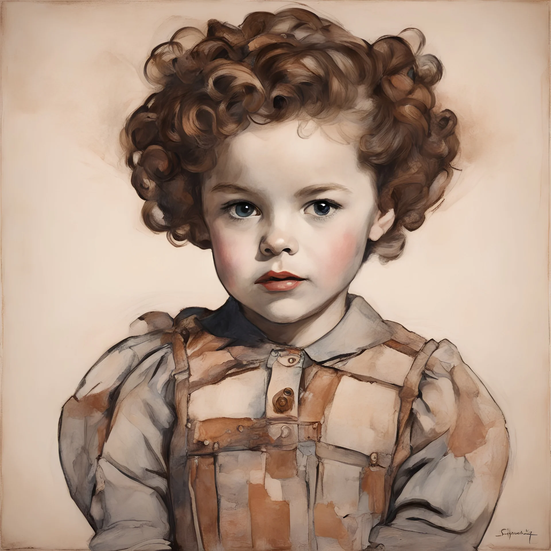 Shirley temple in the style of egon Schiele
