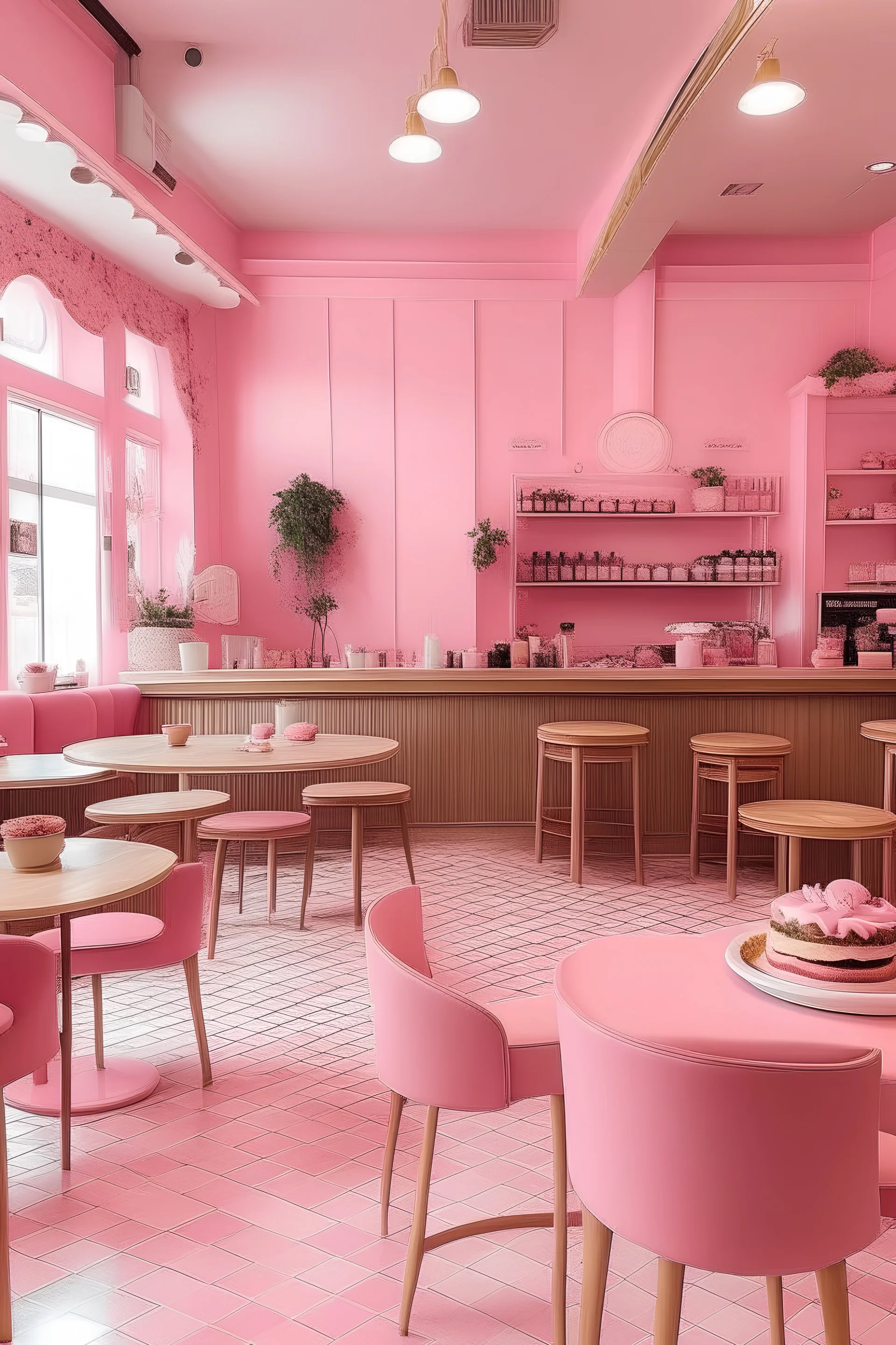 cafe pink theme It has a large Fair Place