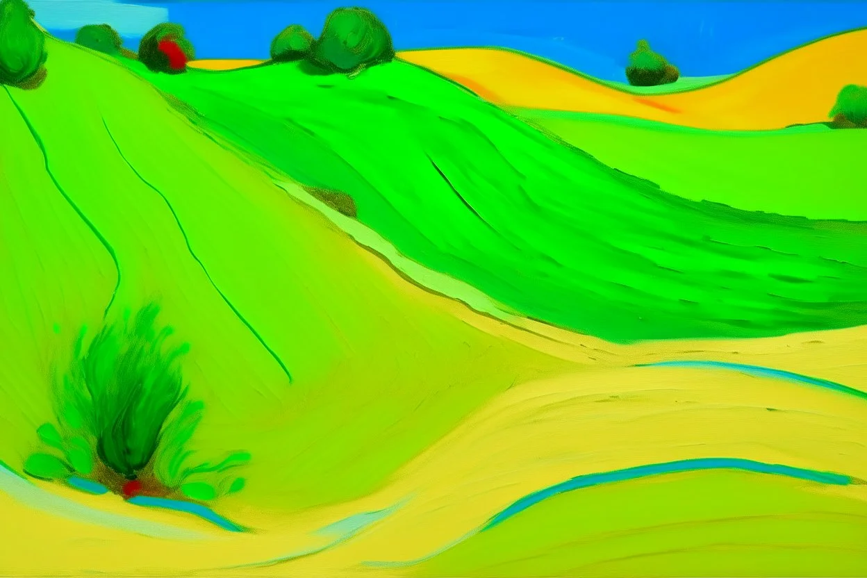 Lime green sandy dunes with an oasis painted by Alexej von Jawlensky