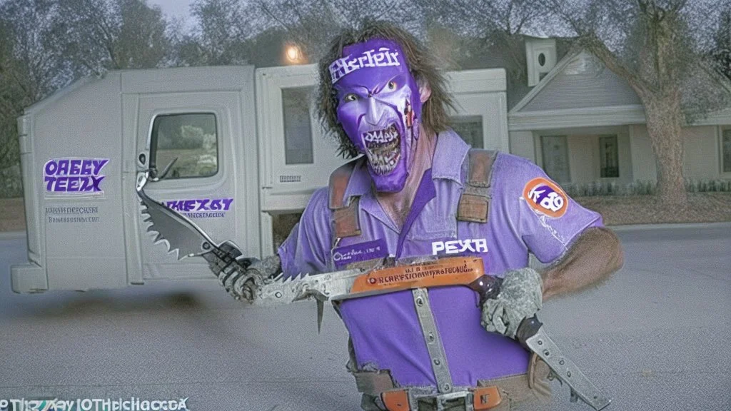 fedex driver as chainsaw texas chainsaw massacre guy