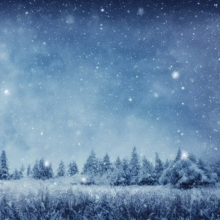 winter landscape, crystal, stars, dreamlike