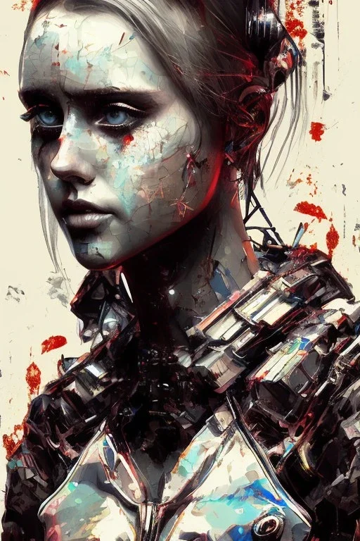 Danish singer MØ face,Abstract Yoji Shinkawa,cyberpunk,