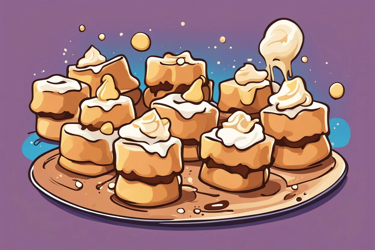 deep fried cheesecake bites, clean vector style, bold outline