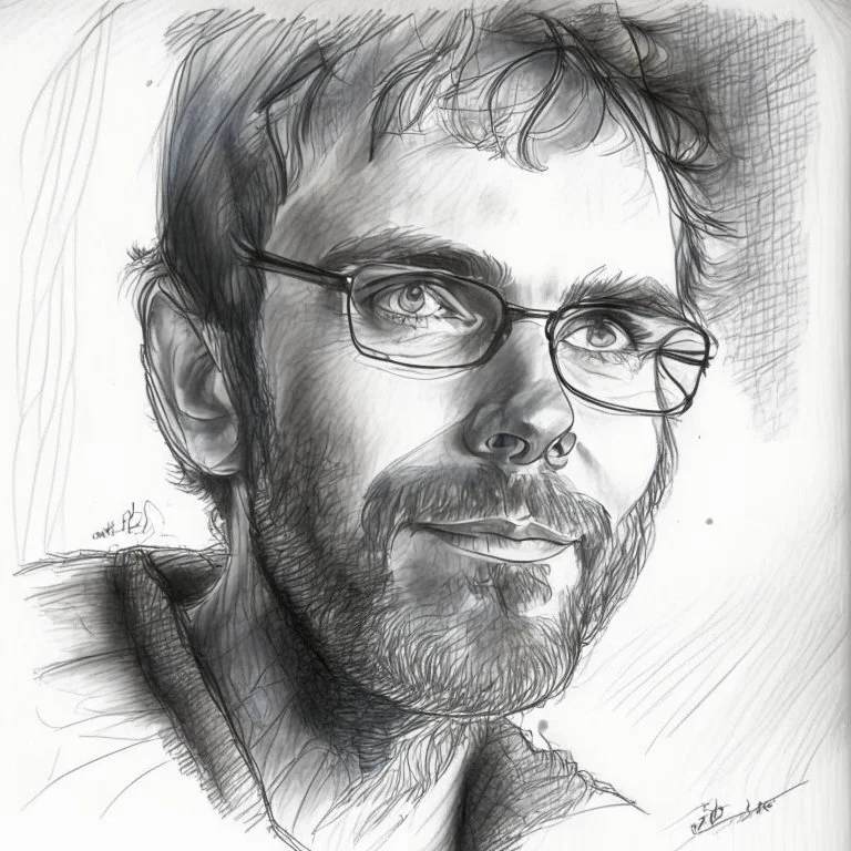 Portrait drawing of a creative painter