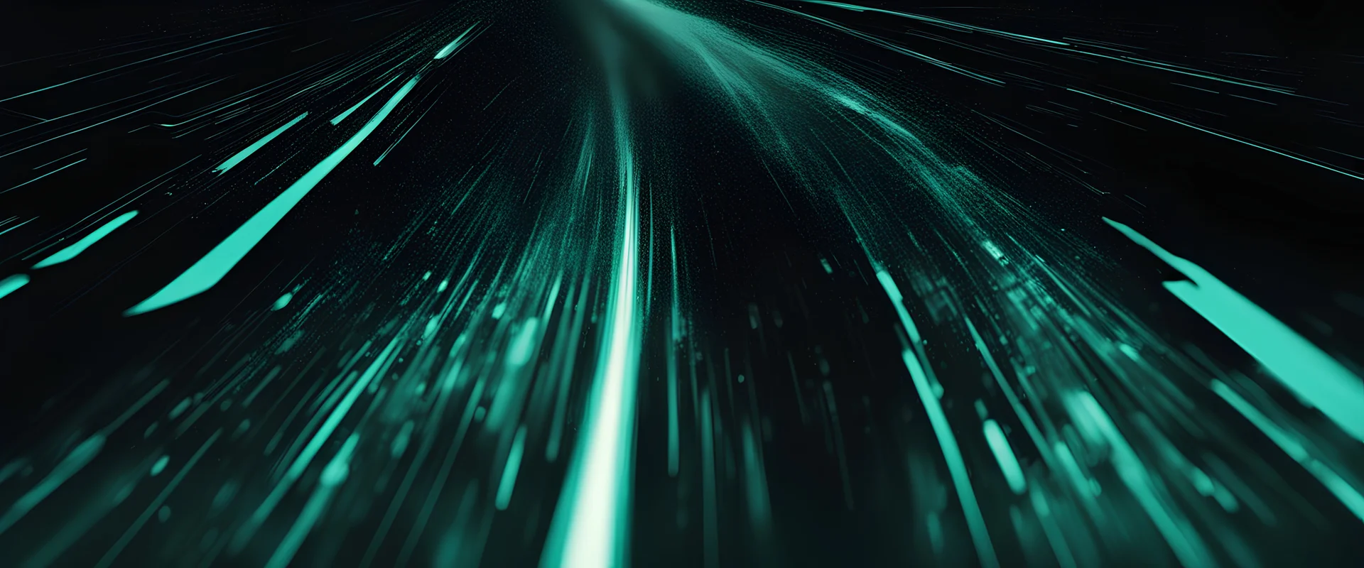 Glowing abstract technology dark background teal blue green black color grainy texture gradient web header banner design, copy space