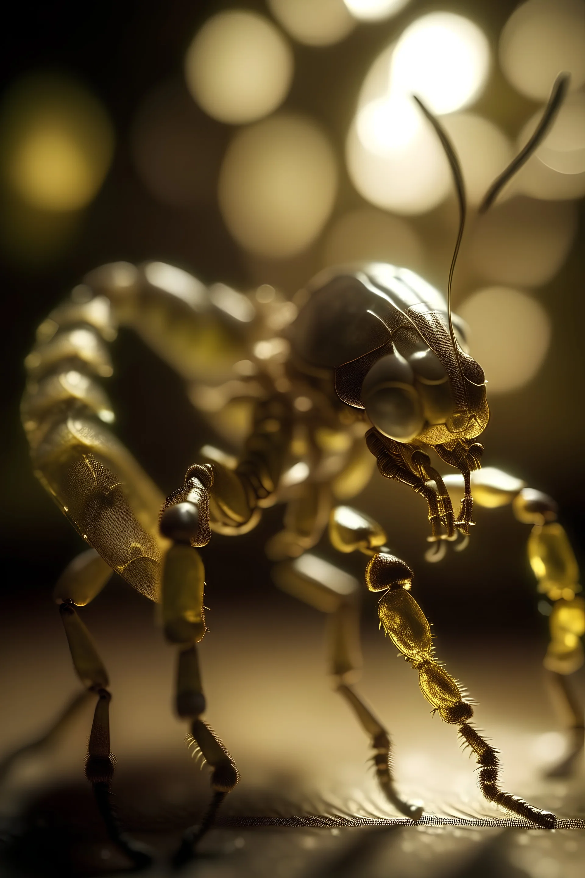 Portrait photo of transparent (scorpion)+ mech, ((light bokeh)), intricate, photograph