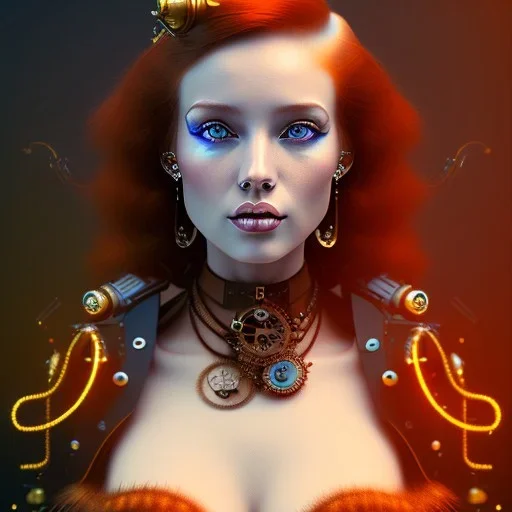  portrait of a beautiful steampunk women with ginger hair, 8k resolution