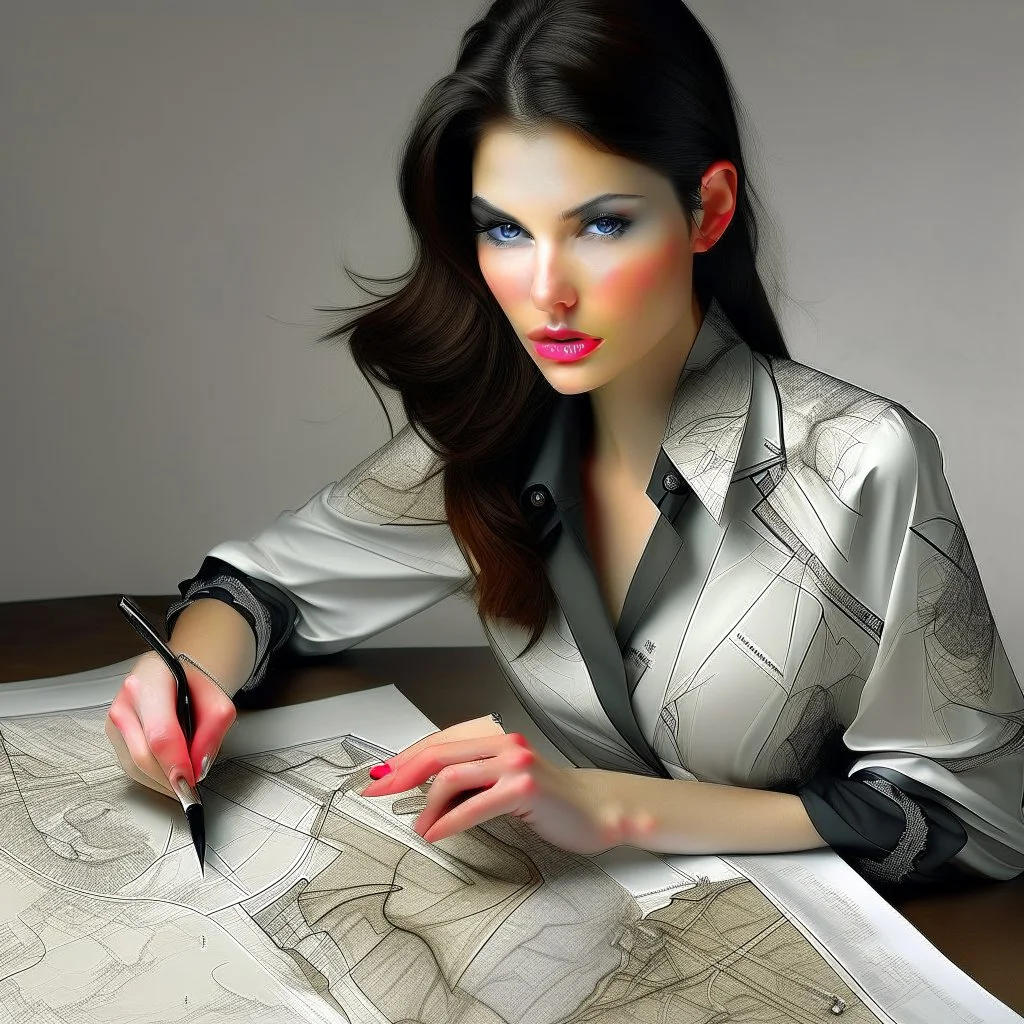A female fashion model is also a cartographer.