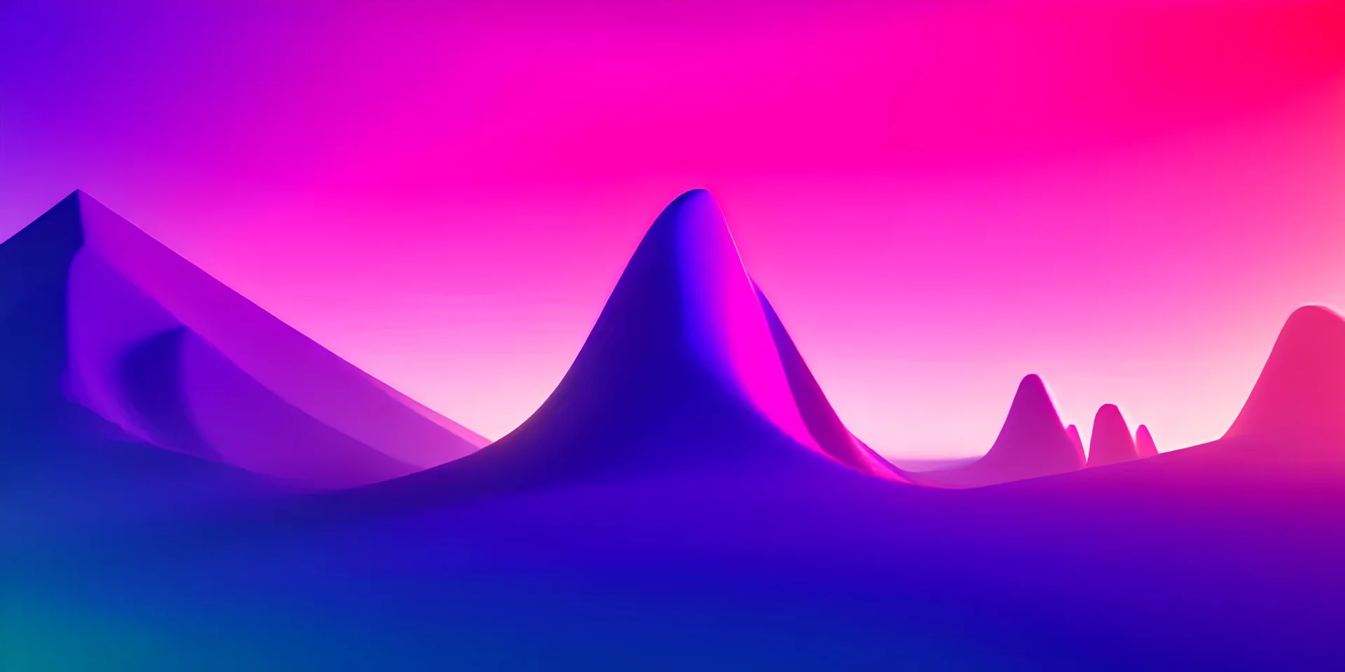 3d rendering. Abstract futuristic neon background. landscape with glowing geometric circular and mountains