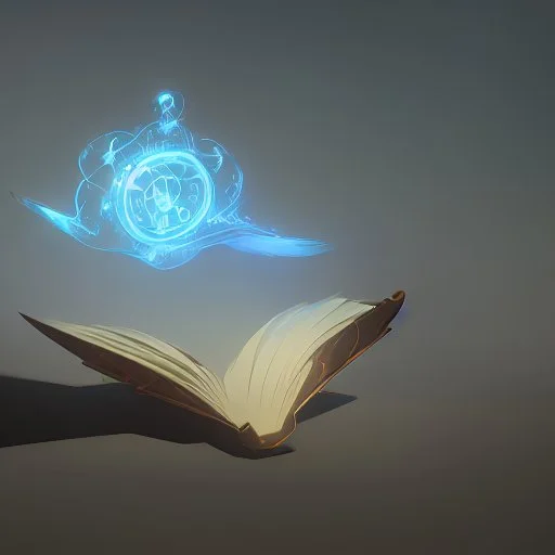 Floating book with magic swirling around it lifting it into the air