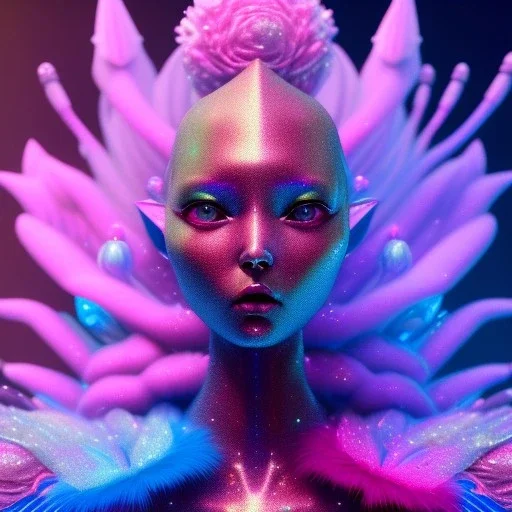 flower glitter alien pink and blue in a galactic ambiance, delicate colors in the foreground, full of details, smooth, light effect，vaporwave colorful, smooth, extremely sharp detail, finely tuned detail, ultra high definition, 8 k, unreal engine 5, ultra sharp focus