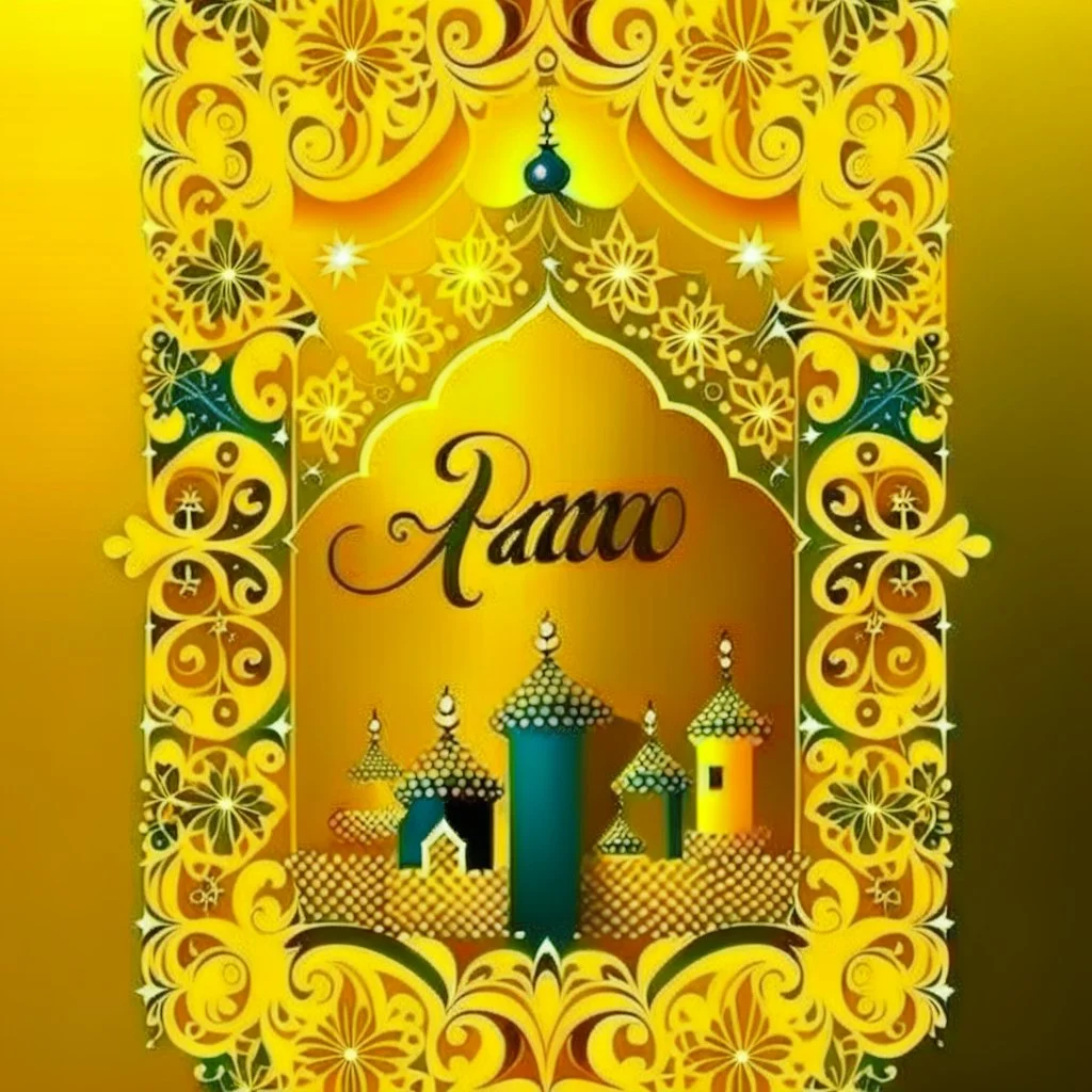 Yellow sparking ramadan's greetings