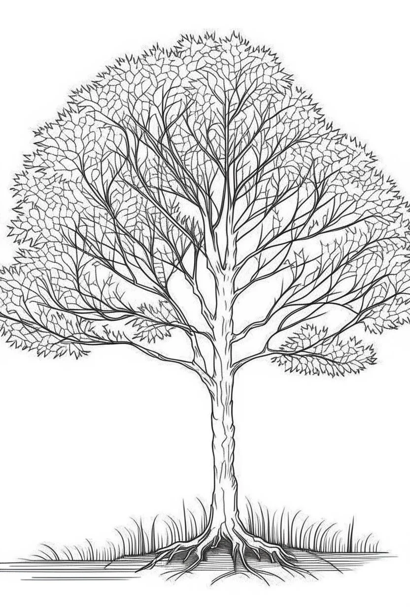 outline art for Trees coloring pages with sitch, white background, Sketch style, full body, only use outline, dementia patients style, clean line art, white background, no shadows and clear and well outlined.