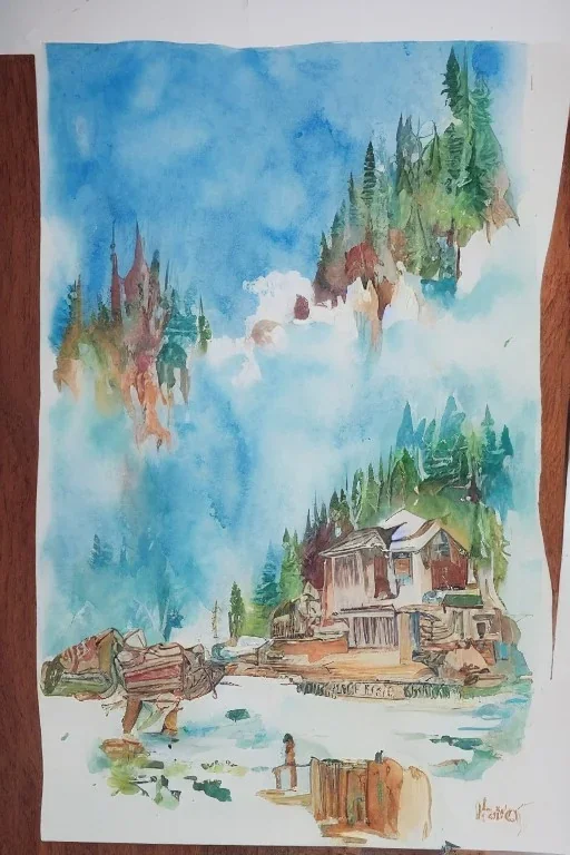 bright professional watercolor painting of wanderlust