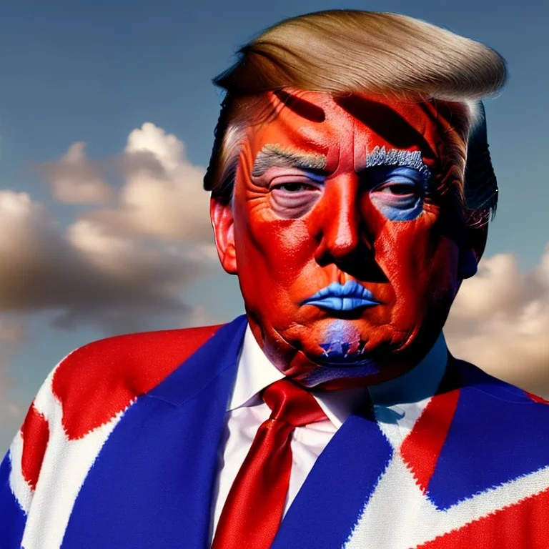 realistic image of donald trump as a mexican wrestling fighter posing outdoors, Mexican eyes wrestling mask, red and blue breeches, confederate flag cape, retro style, 80s, vibrant color, highly detailed, sky background, concept art, unreal engine 5, god rays, ray tracing, RTX, lumen lighting, ultra detail, volumetric lighting, 3d, finely drawn, high definition, high resolution.