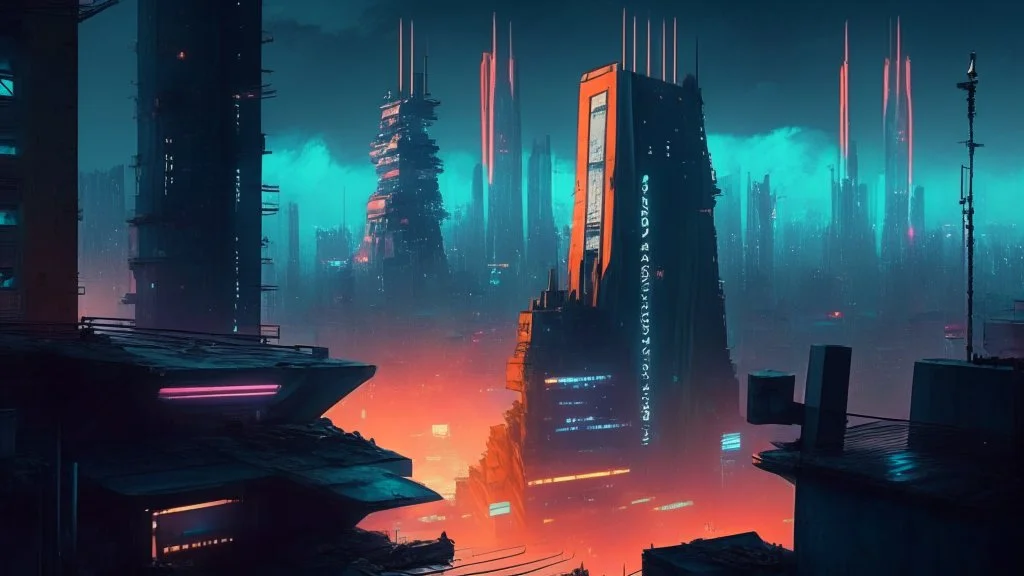 Cyberpunk City skyline
