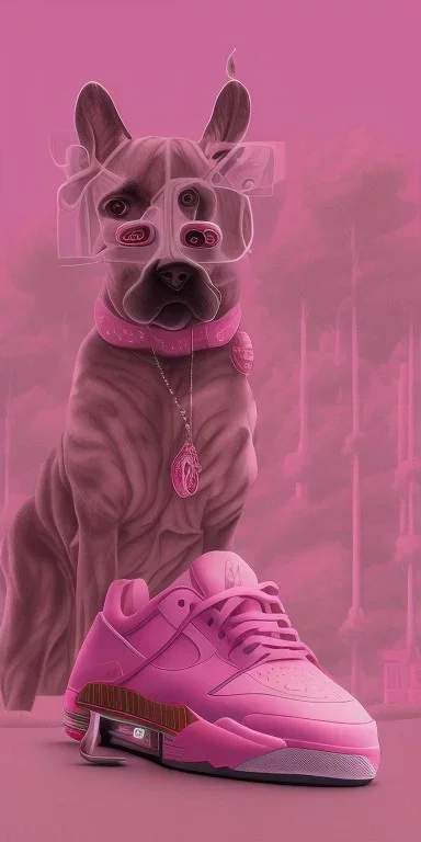 Snoop dogg. a chair. pink houses, pink sky, pink smoke, trees, outdoors. Jordan sneakers