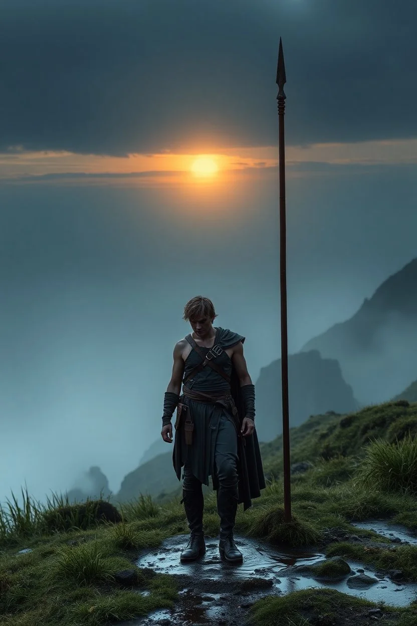 The prince standing at the base of the Needle, soaked and exhausted but alive, dawn breaking over the misty fields.