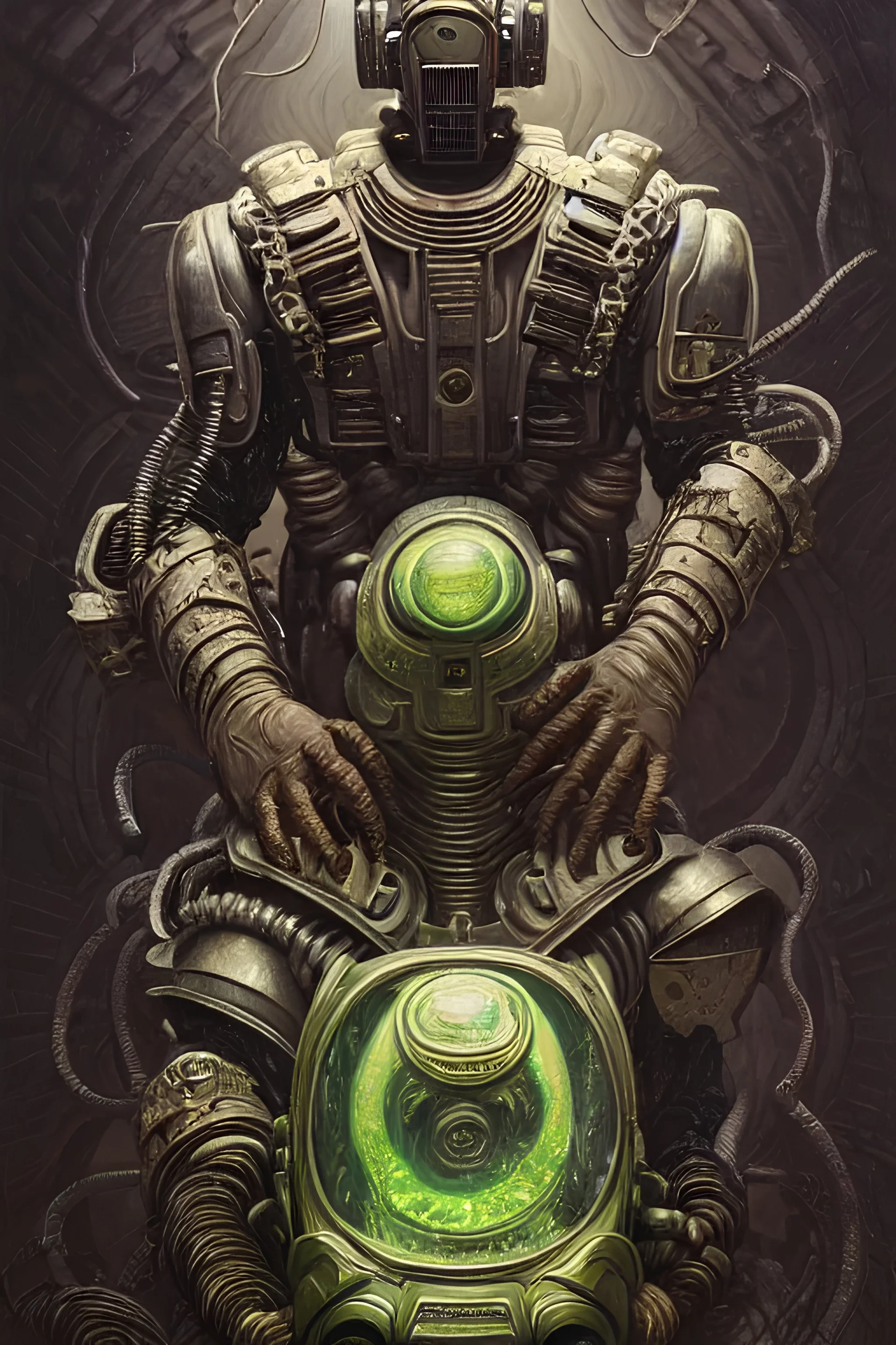 mf doom with reptile eyes, fallout power armor exploding into fractals, intricate, elegant, highly detailed, centered, digital painting, artstation, concept art, smooth, sharp focus, illustration, artgerm, tomasz alen kopera, peter mohrbacher, donato giancola, joseph christian leyendecker, wlop, frank frazetta