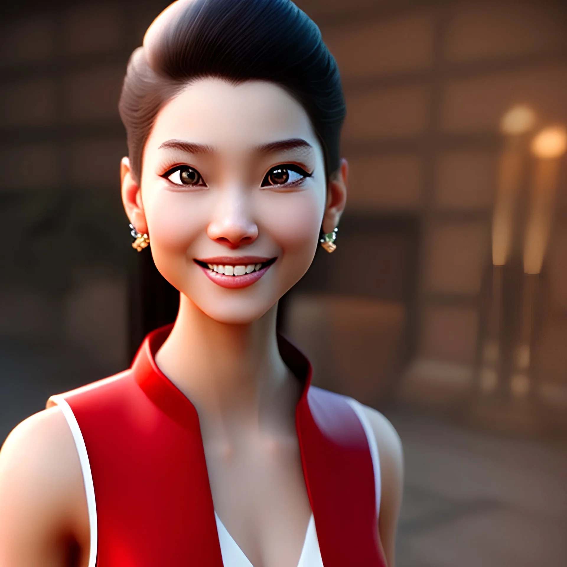 3d Pixar young asian smilling woman character by Gabriel Soares