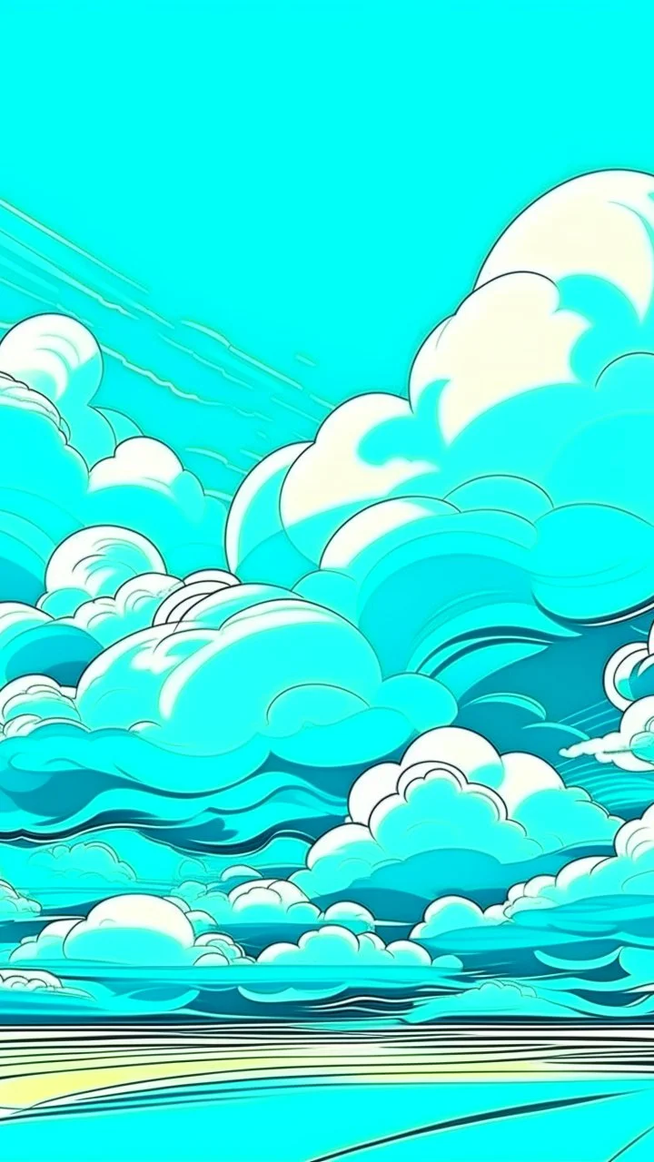 A cyan cloudy sky with an arena in pop art style