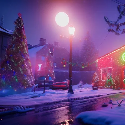 yılbaşı,neon,santa unreal engine 5, 8k