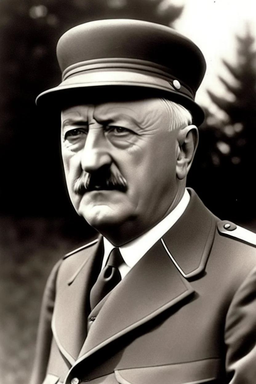 Adolf Hitler with a white beard and sata hat