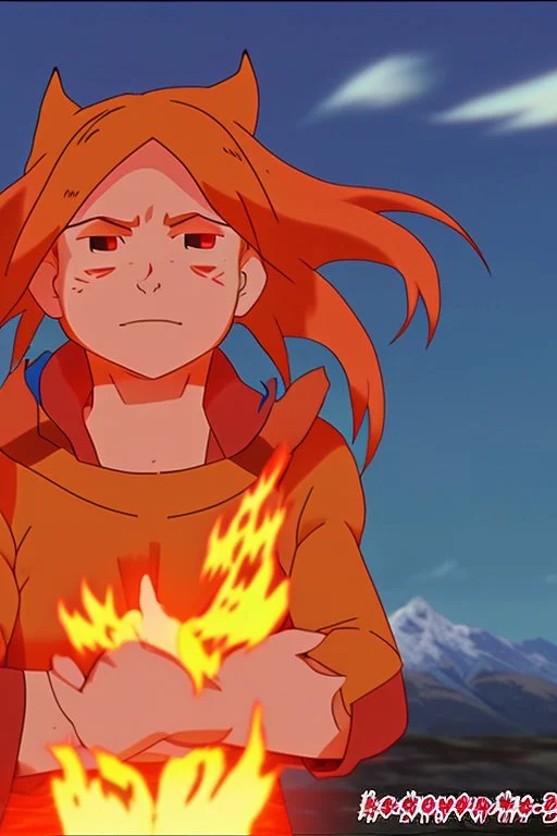 Calcifer in howl moving castles in anime style