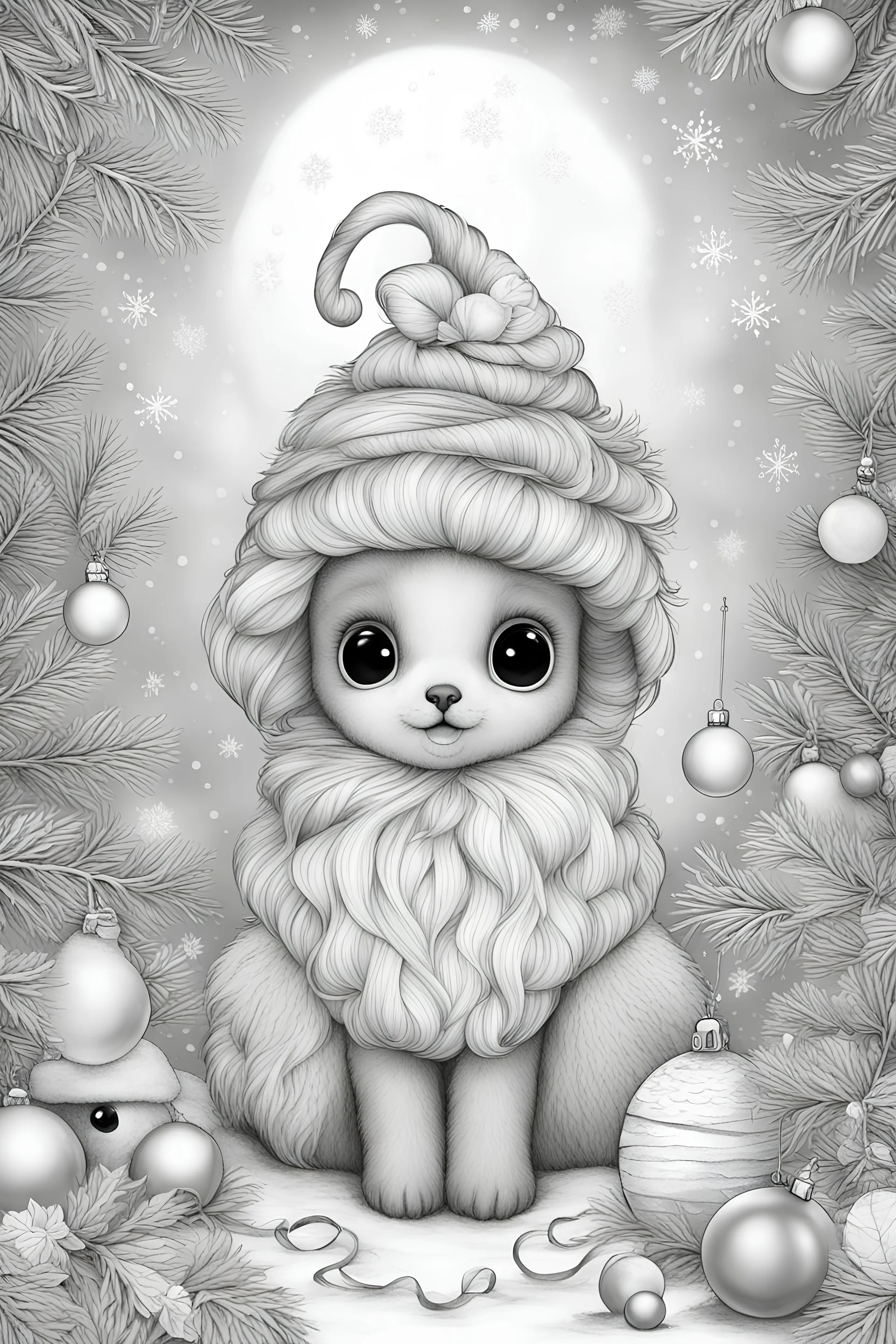 Cute Christmas | Mariola Budek - Coloring Book | Printable Adult Kids Colouring Pages Instant Download Grayscale Christmas I