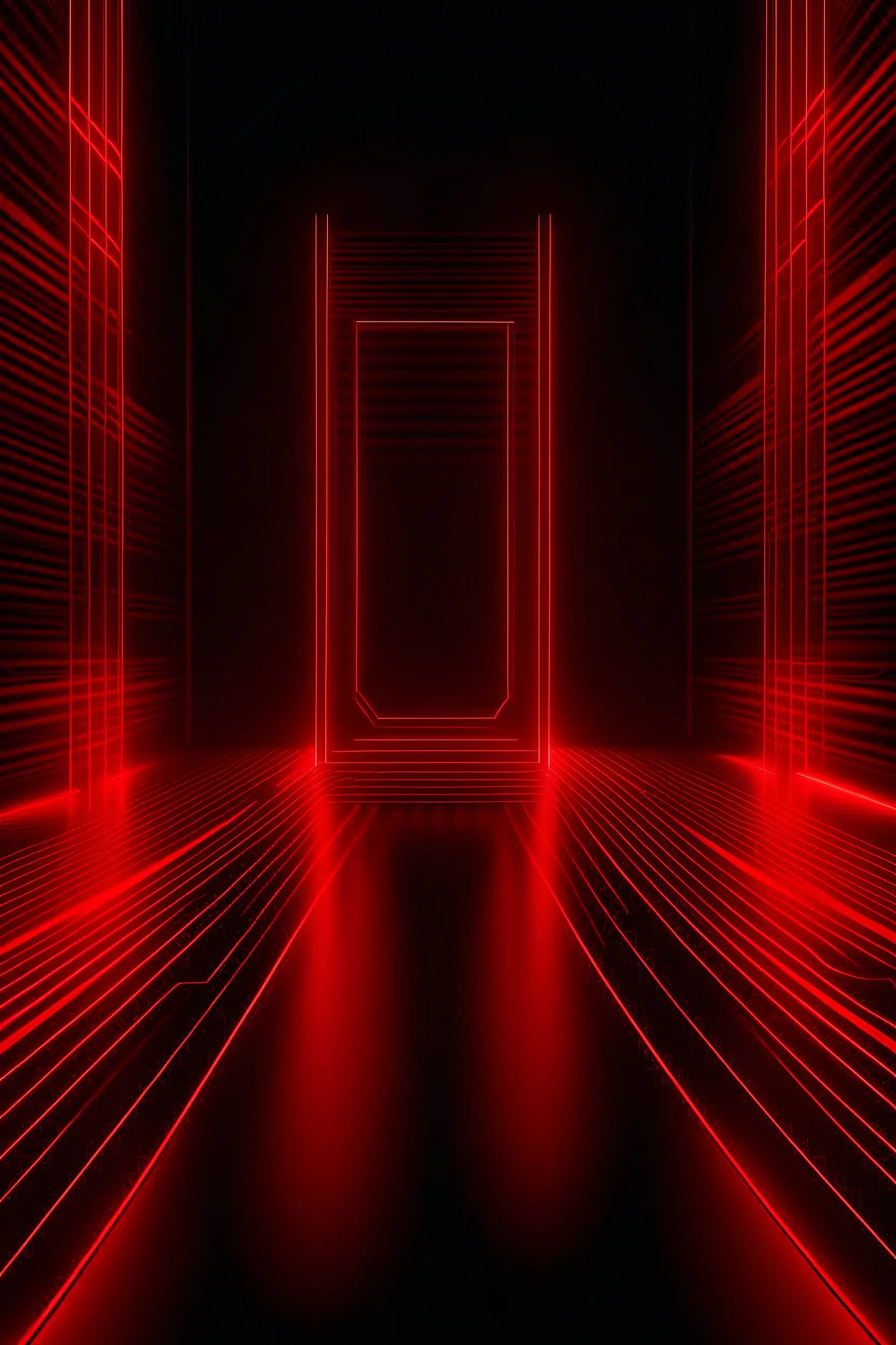 Red screen with glowing lines