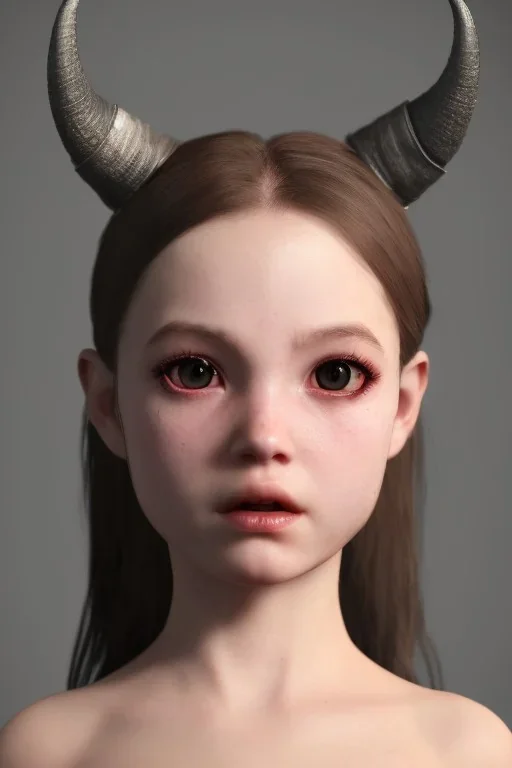 horns small sad eyes darkness girl demon body